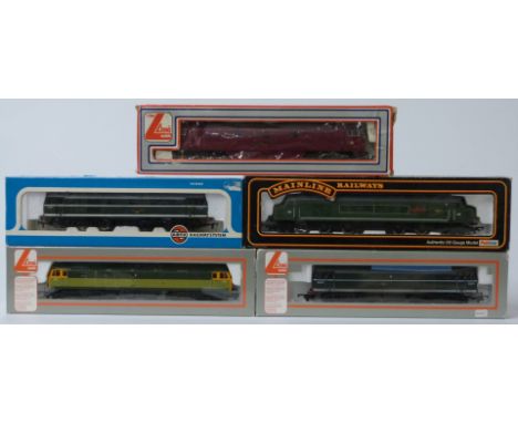 Five Lima, Airfix and Mainline 00 gauge model railway diesel locomotives, all in original boxes.&nbsp;