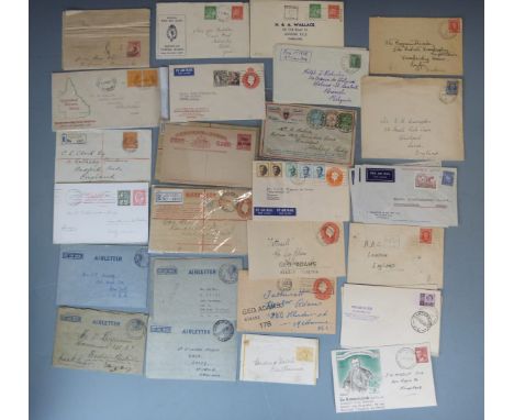 A selection of mainly George VI and early QEII first day covers, also airmail letters and cards including early examples, and