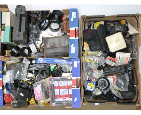 Large quantity of cameras and accessories to include Kodak No. 3 folding Brownie, Braun Paxette, caps, tools, cable releases 