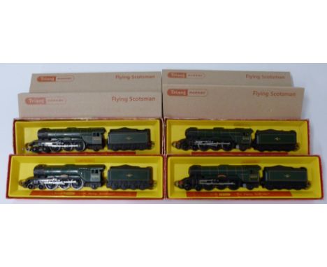 Four Tri-ang Hornby 00 gauge model railway LNER Flying Scotsman locomotives, R.850, all in original boxes with outer sleeves.