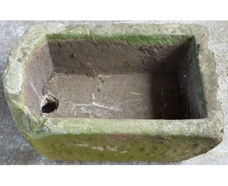 Natural stone D end trough or sink, L67 x W45 x H24cm