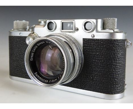 Leica IIIf 35mm rangefinder camera, serial number 533761, circa 1950, fitted with Leitz Summicron f=5cm 1:2 lens, serial numb