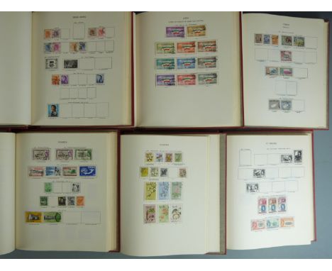 Six New Age Commonwealth QEII stamp albums, mainly used stamps&nbsp;