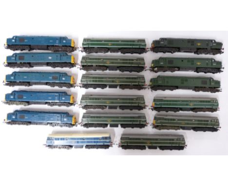 Seventeen Tri-ang, Hornby and similar 00 gauge model railway Class 37 and 47 diesel locomotives.