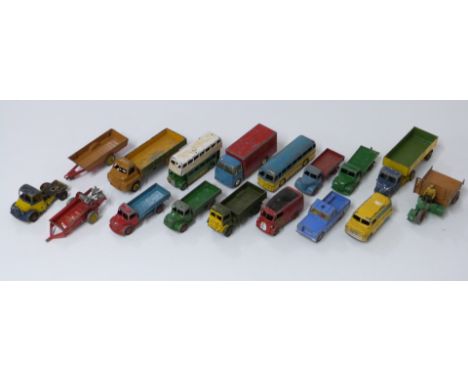 Seventeen Corgi, Dinky and similar diecast model vehicles including buses, agricultural vehicles etc.&nbsp;