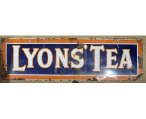 Lyons tea vintage enamel advertising sign, 46 x 153cm