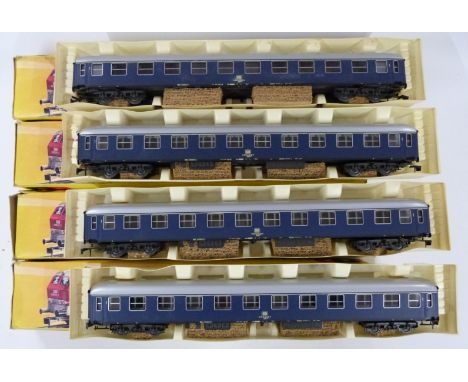 Four Rivarossi 0 gauge model railway German 1st class passenger coaches, 7791, all in original boxes.