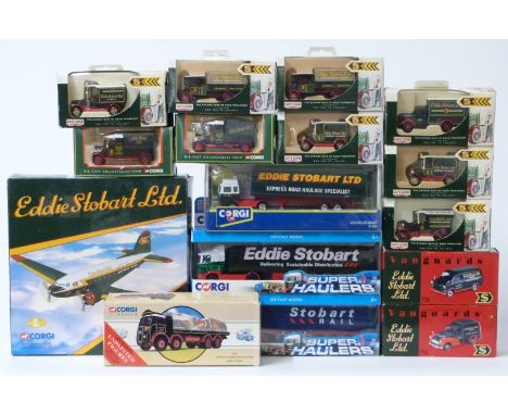 Sixteen Corgi, Vanguards and Lledo diecast model Eddie Stobart vehicles including Douglas DC-3 AA30008, Super-Haulers, vans e