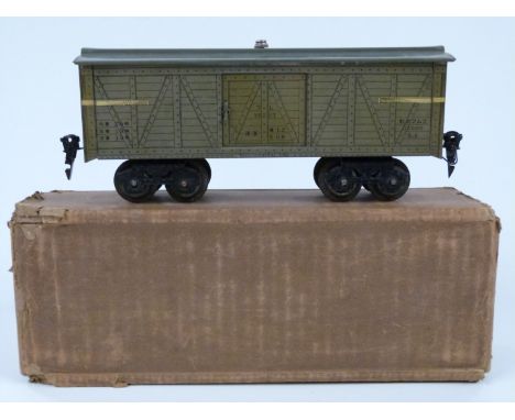 Seki Japan 0 gauge model railway Seki Central Line goods van, in period box marked Asahiya Toys.&nbsp;