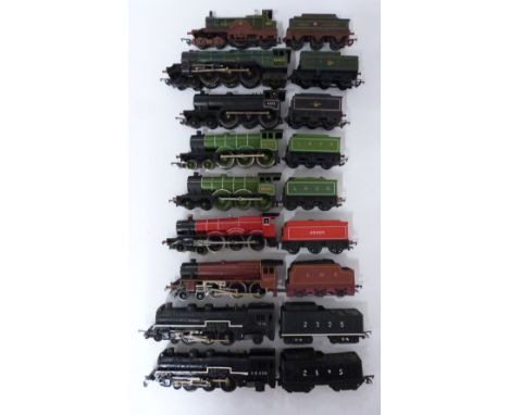Nine Tri-ang, Hornby and similar 00 gauge model railway locomotives including transcontinental 2335, LNER, LMS, Lord Westwood