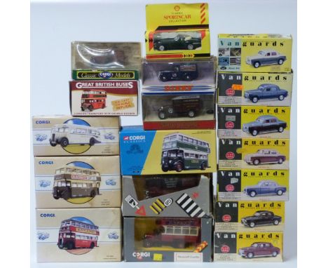 Eighteen Corgi, Matchbox Models of Yesteryear, Vanguards, Atlas Editions and Matchbox Dinky diecast model vehicles including 