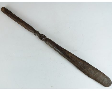 African tribal Luba Shankadi carved&nbsp;figural ritual spoon or sceptre, probably 19thC, L62cm