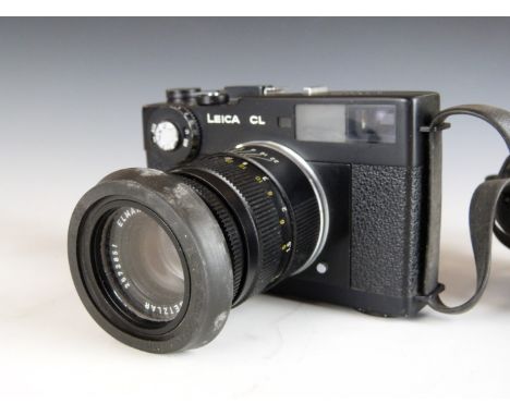 Leica CL 35mm camera, serial number 1305322, with Elmar-C 1:4/90 lens