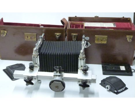 MPP Monorail camera together with film holders, roll film back and two MPP cases