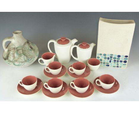 Poole pottery tea set together with a pottery vase and jug&nbsp;