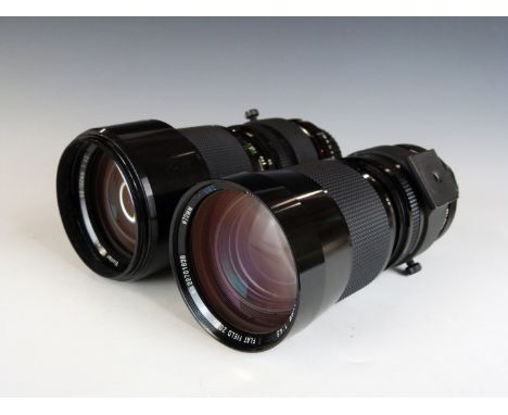 Two Vivitar 90-180mm 1:4.5 SLR camera lenses with Minolta mounts