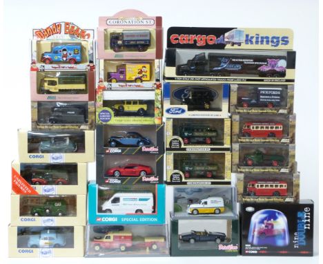 Twenty-five Corgi and similar diecast model vehicles and vehicle sets including nine Double nine, Land Rover Mobile Service S