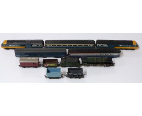 Eight Hornby, Mainline and Lima 00 gauge model railway locomotives and rolling stock including Inter-City 125 and Orion.&nbsp