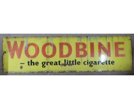 Woodbine vintage enamel advertising sign, 43 x 153cm