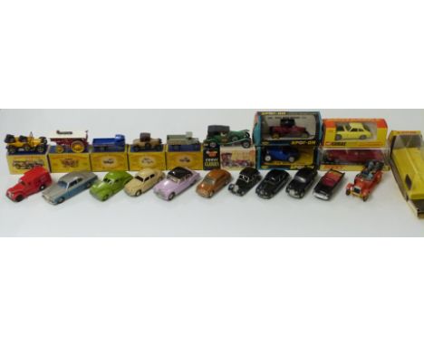 Twenty-one Corgi, Matchbox, Spot-On and Dinky diecast model vehicles including Models of Yesteryear, Whizzwheels etc, some in