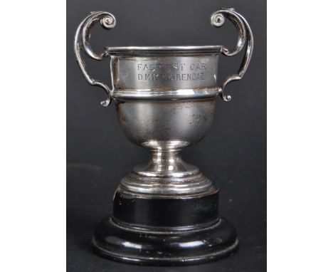 DMK Marendaz Collection - a small hallmarked silver trophy for ' Fastest Car - DMK Marendaz '. Hallmarked for BMCo, Birmingha