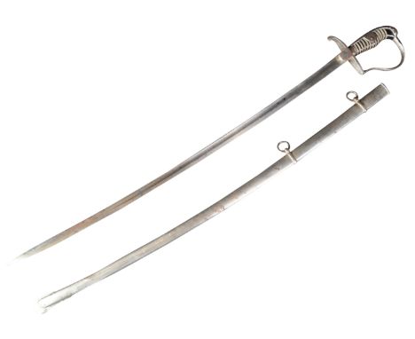 An 18th century 1796 pattern British Light Cavalry sword / sabre. Smooth dome shaped pommel with with black wire bound grip a