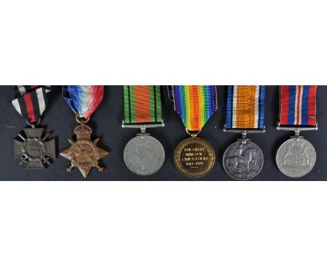 A WWI First and WWII Second World War medal group awarded to one Private G. Bennet of the Army Service Corps. Comprising his 