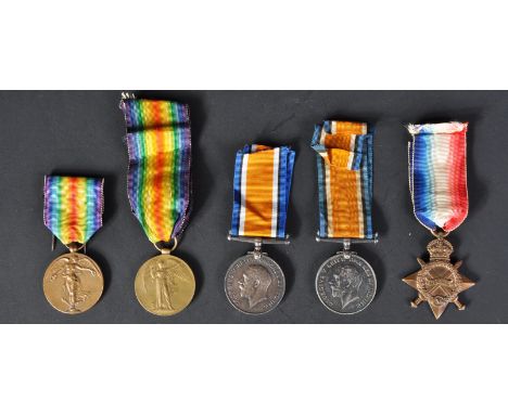 A collection of x5 unrelated WWI First World War medals comprising and awarded to the following; 212984 Dvr A. Maslen of the 