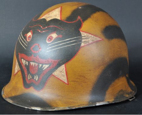 An original Vietnam War era US United States M1 steel combat helmet with memorial artwork dedicated to the 44th ARVN Rangers 