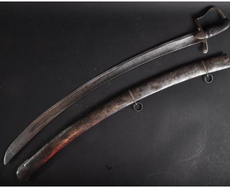 An 18th century 1796 pattern British Cavalry sword / sabre. Smooth dome shaped pommel with with black wire bound grip and sti