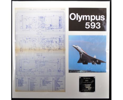 Concorde - an original Rolls Royce Olympus 593 Snecma engine plate / plaque. Impressed numbers; Mark 593-602B, Serial Number 