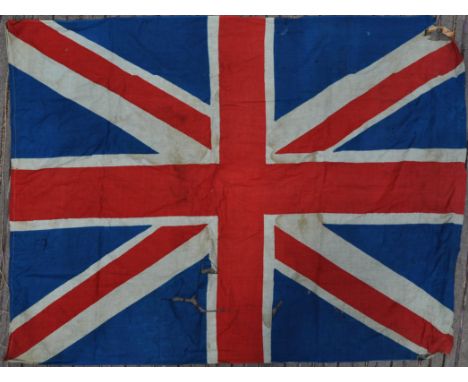 WWI First World War Interest - an unusual WW1 period cotton British Union Flag, stamped to one corner with broad arrow and ' 