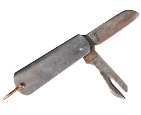 An original WWII Second World War British Army issue 1940 dated Ibberson Staybrite rolled back ' Jack ' knife. Two blades com