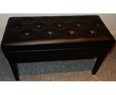 Piano StoolA duet adjustable piano stool in a bright ebonised finish with storage under a button leather top.