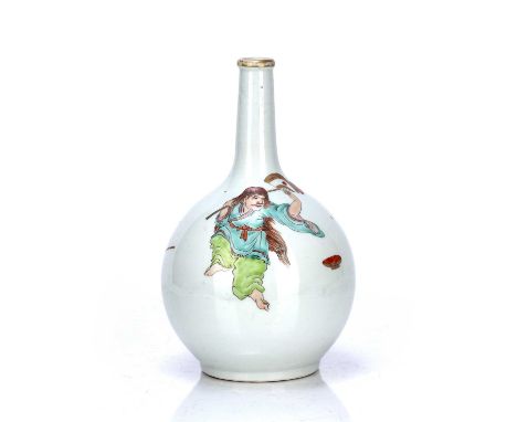 Porcelain bottle vaseJapanese, 19th Century, painted in enamels with various figures, 26cm highProvenance: From the Estate of