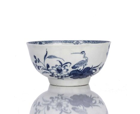 Worcester bowlcirca 1758, decorated with Heron on a Floral Spray pattern, with workman's mark to base, 12.2cm acrossSee page 