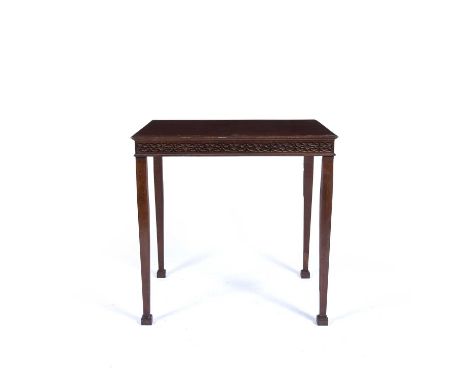 Mahogany blind fret side tableEdwardian, in the Chippendale manner, on tapering supports, 71cm wide x 55cm deep x 70cm highWi