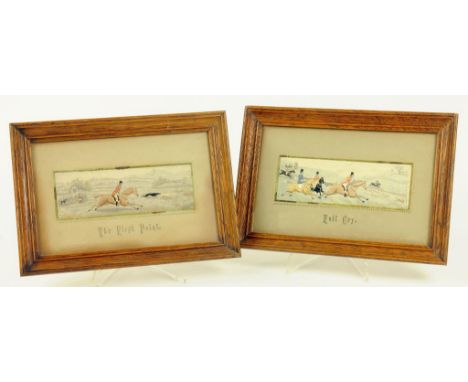 A PAIR OF VICTORIAN STEVENGRAPHS/ THE FULL CRY; THE FIRST POINT, OAK FRAMES 
