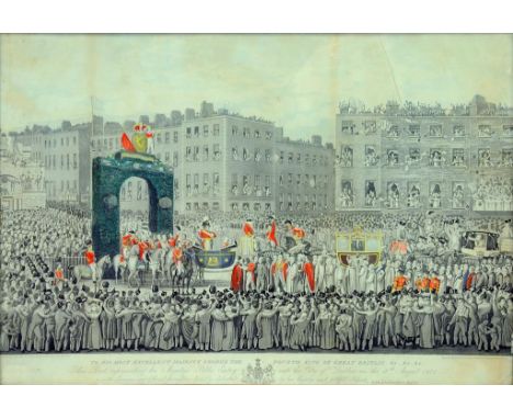 R. HAVELL AND SON, AFTER J. HAVERLY, GEORGE THE FOURTH'S PUBLIC ENTRY INTO THE CITY OF DUBLIN 17 AUGUST 1821, AQUATINT, HAND 