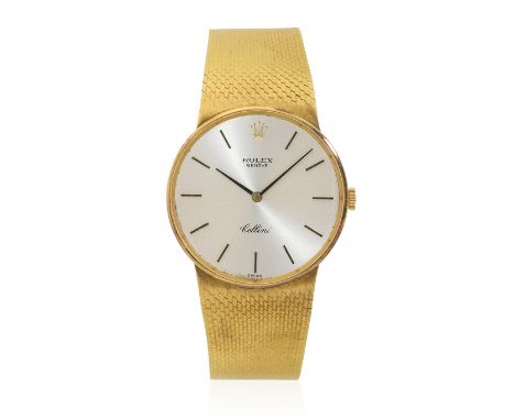 Rolex. An 18K gold manual wind watch with later 9K gold braceletModel: CelliniReference: 3833Date: Circa 1972Movement: 19-jew