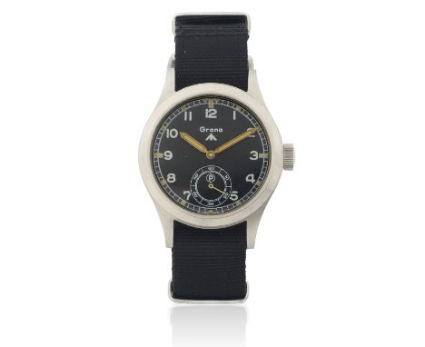 Grana. A rare stainless steel manual wind Military issue wristwatch with promethium P dialModel: 'Dirty Dozen'Date: Circa 194