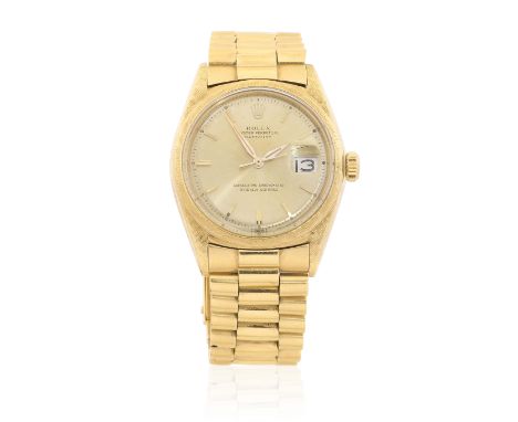 Rolex. An 18K gold automatic calendar bracelet watchModel: DatejustReference: 1602/1601Date: London Import mark for 1964Movem