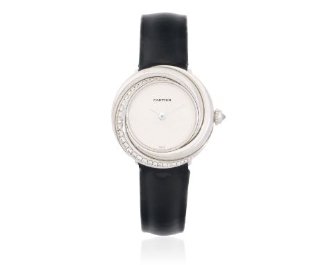 Cartier. A lady's 18K white gold diamond set quartz wristwatchModel: TrinityReference: 2444Date: Circa 2000Movement: 4-jewel 