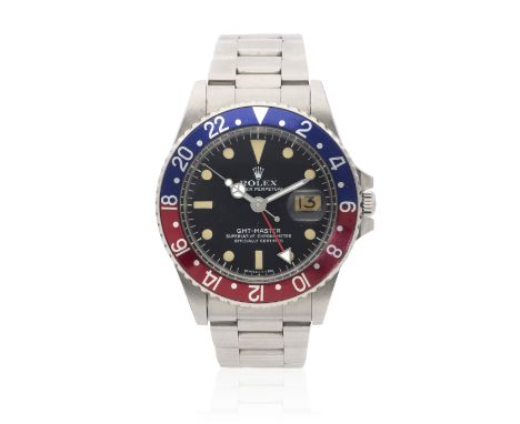 Rolex. A stainless steel automatic calendar bracelet watch with dual time zoneModel: GMT-MasterReference: 1675Date: Circa 196