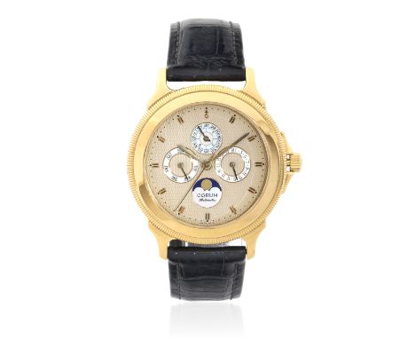 Corum. A Limited Edition 18K gold automatic perpetual calendar wristwatch with moon phase and mother of pearl dialModel: Perp