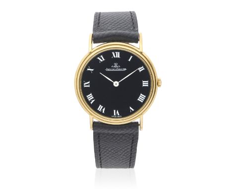 Jaeger-LeCoultre. An 18K gold manual wind wristwatchReference: 9131-21Date: Circa 1970Movement: Jewelled manual windDial: Bla