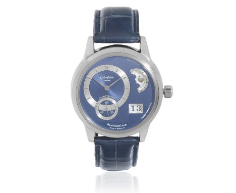 Glashütte Original. A stainless steel automatic calendar wristwatch with moon phaseModel: PanoMaticLunarDate: Circa 2005Movem