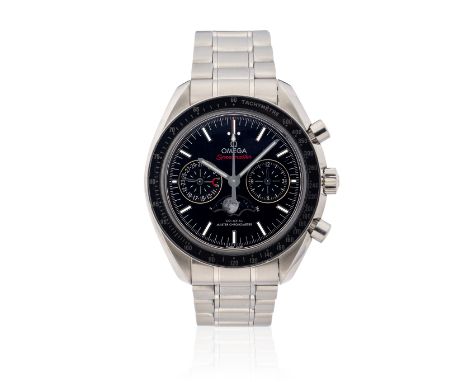 Omega. A stainless steel automatic calendar chronograph bracelet watch with moon phase and Co-Axial EscapementModel: Speedmas