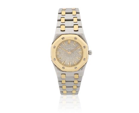 Audemars Piguet. A lady's stainless steel and gold quartz bracelet watchModel: Royal OakDate: Circa 1990Movement: 7-jewel qua