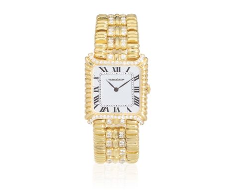Jaeger-LeCoultre. A lady's 18K gold diamond set manual wind bracelet watchReference: 9222.21Date: Circa 1990Movement: Jewelle